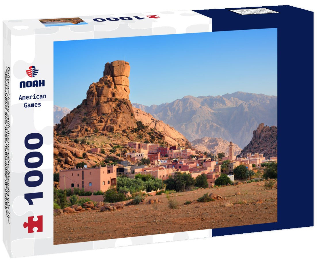 Tafraout town with impressive Napoleon's Hat rock in Tiznit province is an important travel destination and main landmark in Souss-Massa region, Atlas mountains, Morocco 1000pc Puzzle