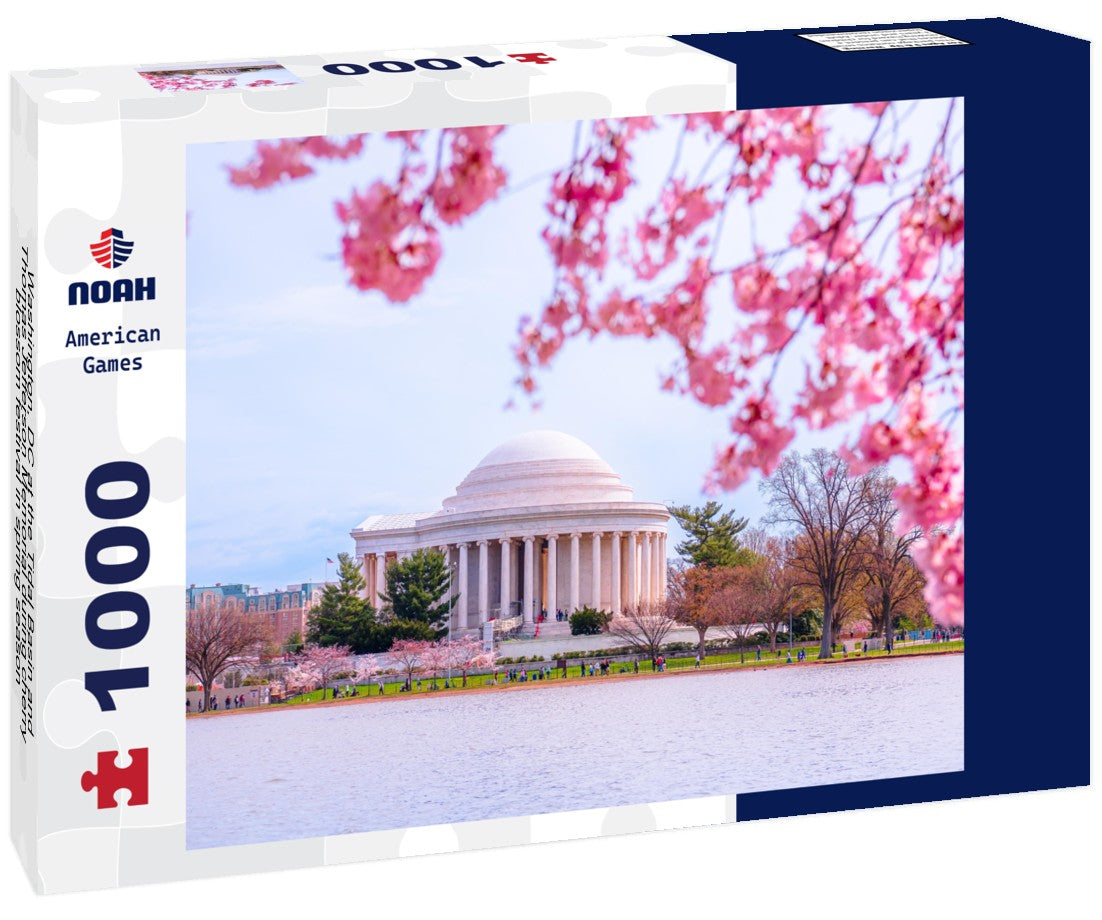 Washington, DC at the Tidal Basin and Thomas Jefferson Memorial during cherry blossom festival in spring season 1000pc Puzzle