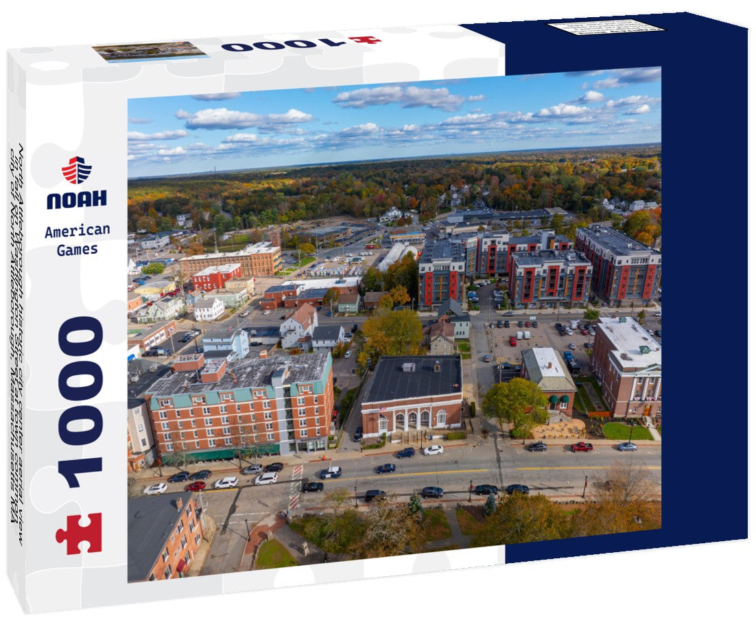 Noah Jigsaw Puzzle North Attleborough historic city center aerial view in fall on Washington Street at town common, city of North Attleborough, Massachusetts MA 1000 pieces