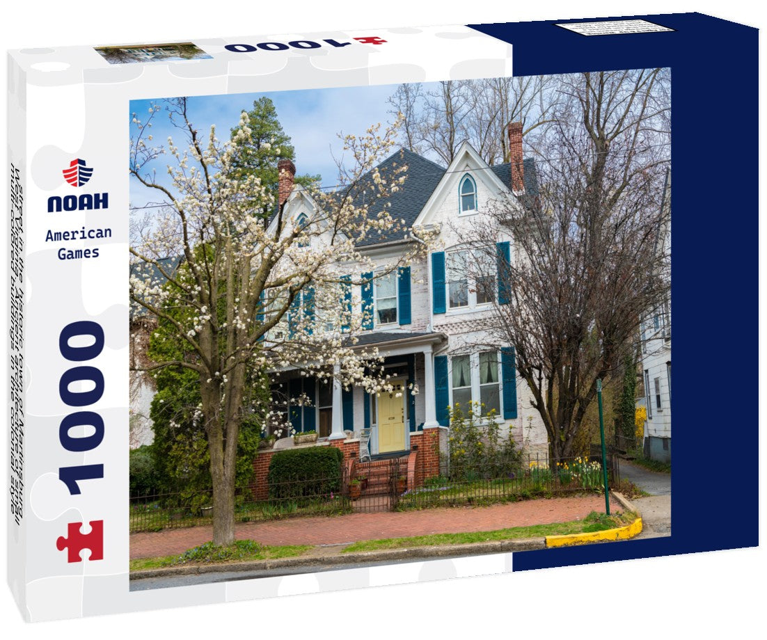 Noah Jigsaw Puzzle street in the historic town of Martinsburg, West Virginia. Ancient architecture of small multi-colored buildings in the colonial style 1000 pieces