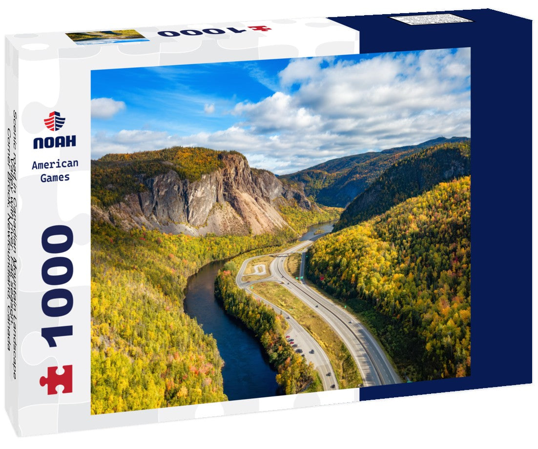 Scenic road in Canadian Mountain Landscape Valley with river. Fall season. Corner Brook, Newfoundland, Canada 1000pc Puzzle