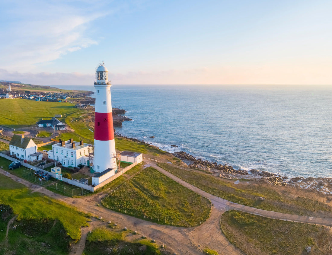 View by drone of Portland Bill Lighthouse, Portland Bill, Isle of Portland, UNESCO World Heritage Site, Dorset, England 1000pc Puzzle