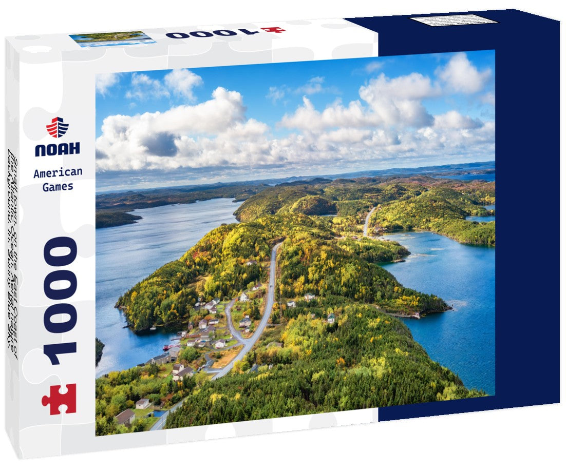 Noah Jigsaw Puzzle Small town, on the East Coast of the Atlantic Ocean. Aerial nature background. In: Sunny Blue Sky. Newfoundland, Canada 1000 pieces