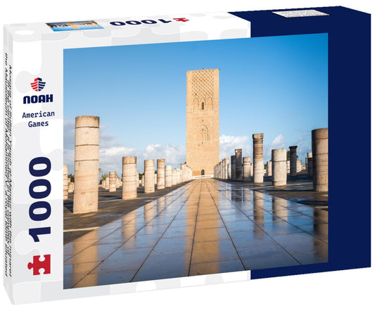 Noah Jigsaw Puzzle Mosque of Sultan Yaqub al-Mansur with the minaret in the center. It is located in the complex of the Mausoleum of Mohammed V, a royal tomb situated in Rabat, the capital of Morocco 1000 pieces