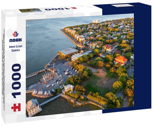 Noah Jigsaw Puzzle Golden sunrise light bathes downtown Charleston, South Carolina, with historic buildings and streets visible from an aerial view 1000 pieces