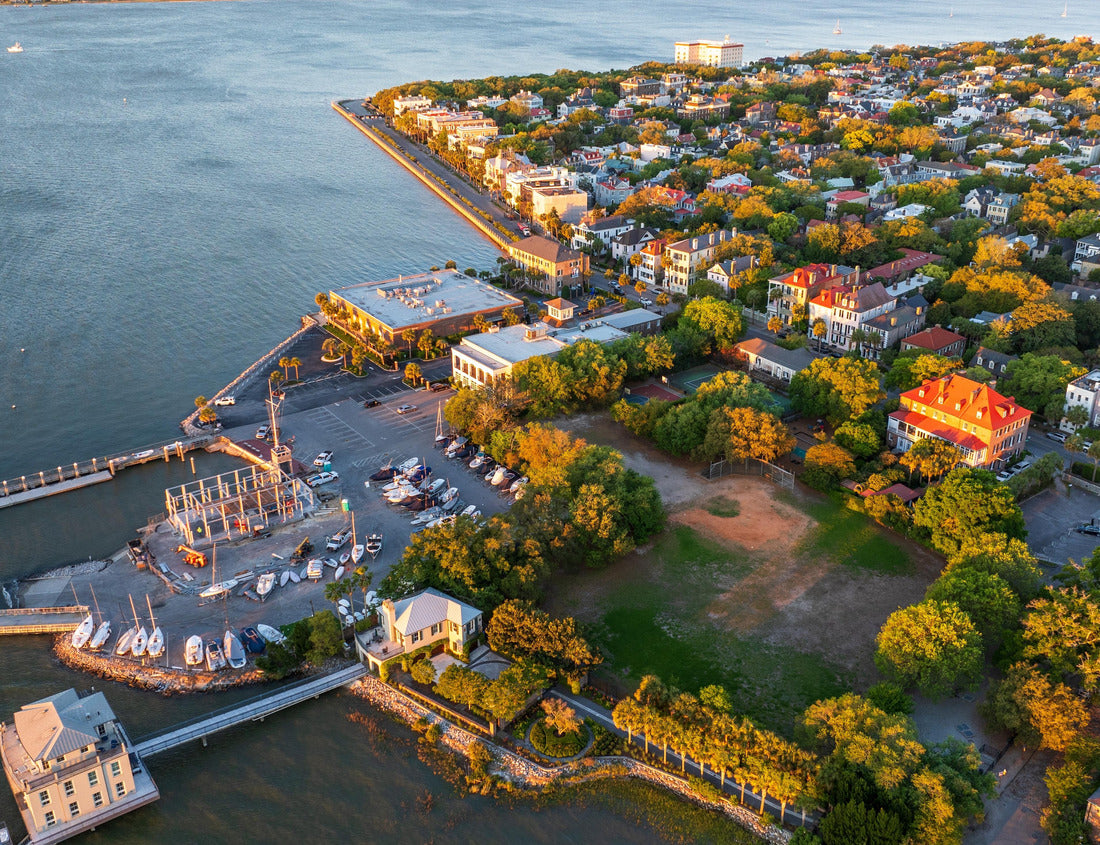 Noah Jigsaw Puzzle Golden sunrise light bathes downtown Charleston, South Carolina, with historic buildings and streets visible from an aerial view 1000 pieces