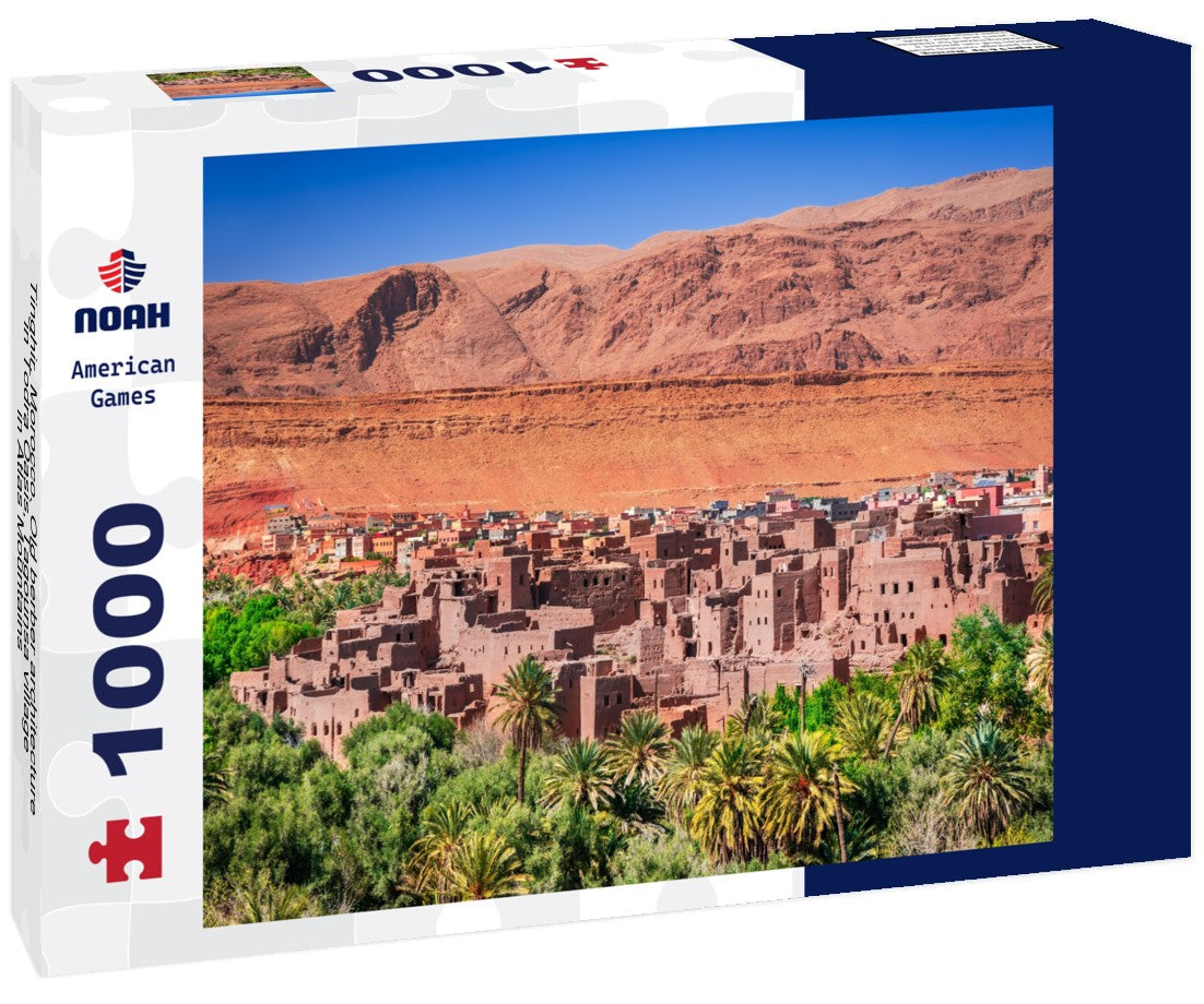 Tinghir, Morocco. Old berber architecture in Todra Oasis, Tagounsa village in Atlas Mountains 1000pc Puzzle