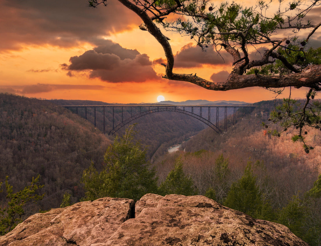 Noah Jigsaw Puzzle Witness the breathtaking beauty of the New River Gorge Bridge bathed in the fiery hues of a West Virginia sunset 1000 pieces