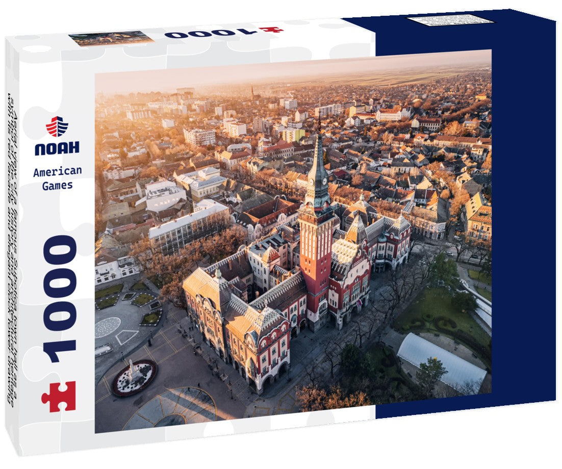 Noah Jigsaw Puzzle Aerial view of a famous Subotica town hall as a symbol of the city history and architectural heritage, with its red facade and elegant clock tower drawing visitors and tourists to Serbia 1000 pieces
