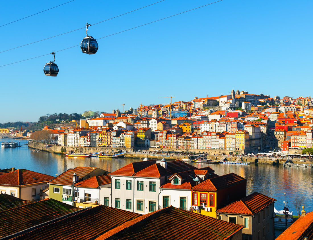 Porto, Portugal. the old town and Douro river. Tourist cable car over the promenade. Famous travel destination 1000pc Puzzle