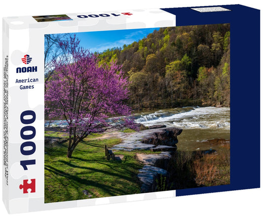 Noah Jigsaw Puzzle Valley Falls State Park near Fairmont in West Virginia on a colorful and bright spring day with redbud blossoms on the trees 1000 pieces