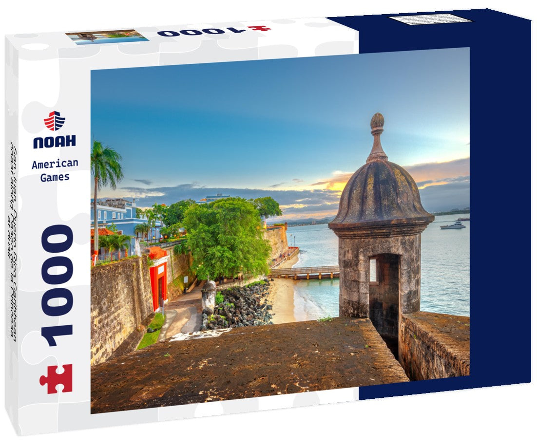 San Juan, Puerto Rico Caribbean coast along Paseo de la Princesa at dusk 1000pc Puzzle