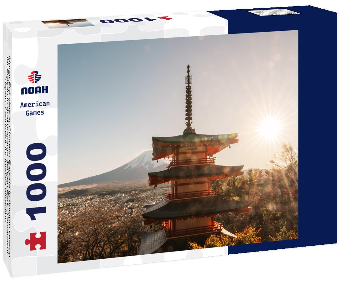 Noah Jigsaw Puzzle Mount Fuji view at Chureito Pagoda in Autumn season, Mt Fujisan in Arakurayama Sengen Park, Yamanashi, Japan. Landmark for tourists attraction. Japan Travel, Destination, Vacation and Mount Fuji Day 1000 pieces