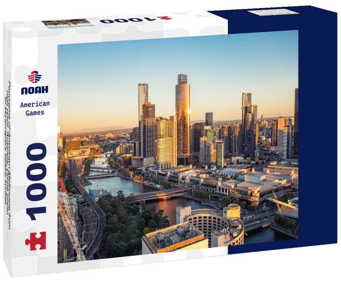 downtown Melbourne from high point. Australia. Drone photo of skyscrapers before sunset 1000pc Puzzle