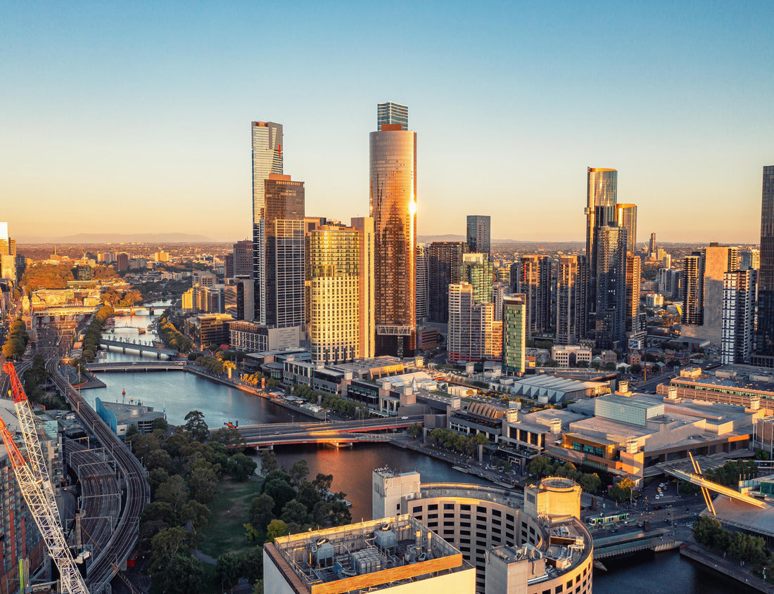 downtown Melbourne from high point. Australia. Drone photo of skyscrapers before sunset 1000pc Puzzle