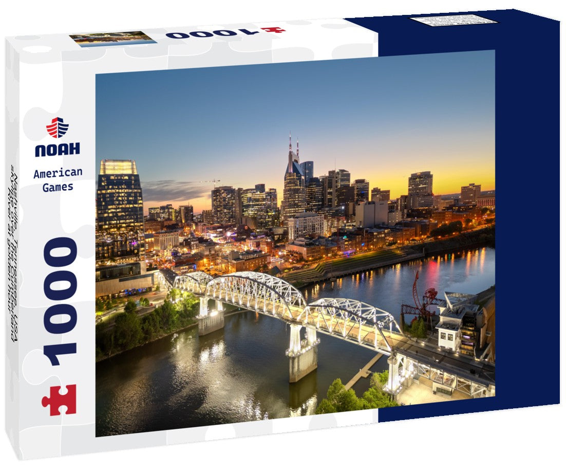 Noah Jigsaw Puzzle Nashville, Tennessee, USA skyline over the Cumberland River at golden hour 1000 pieces