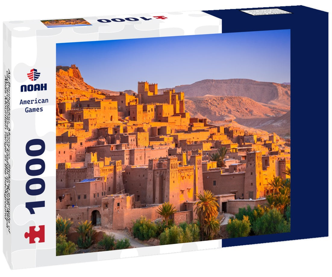 Noah Jigsaw Puzzle Ait-Benhaddou, Morocco. Striking example of clay architecture and kasbah in North Africa, Atlas Mountain range in the background 1000 pieces