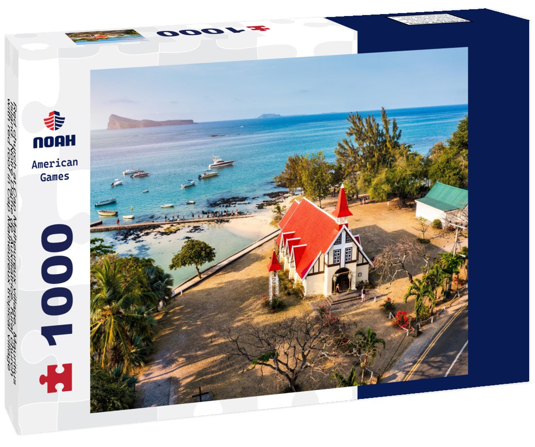 Red church at Cap Malheureux village, Mauritius Island. Notre Dame de Auxiliatrice, rural church with red roof in Cap Malheureux tropical village on Mauritius island, Indian Ocean 1000pc Puzzle