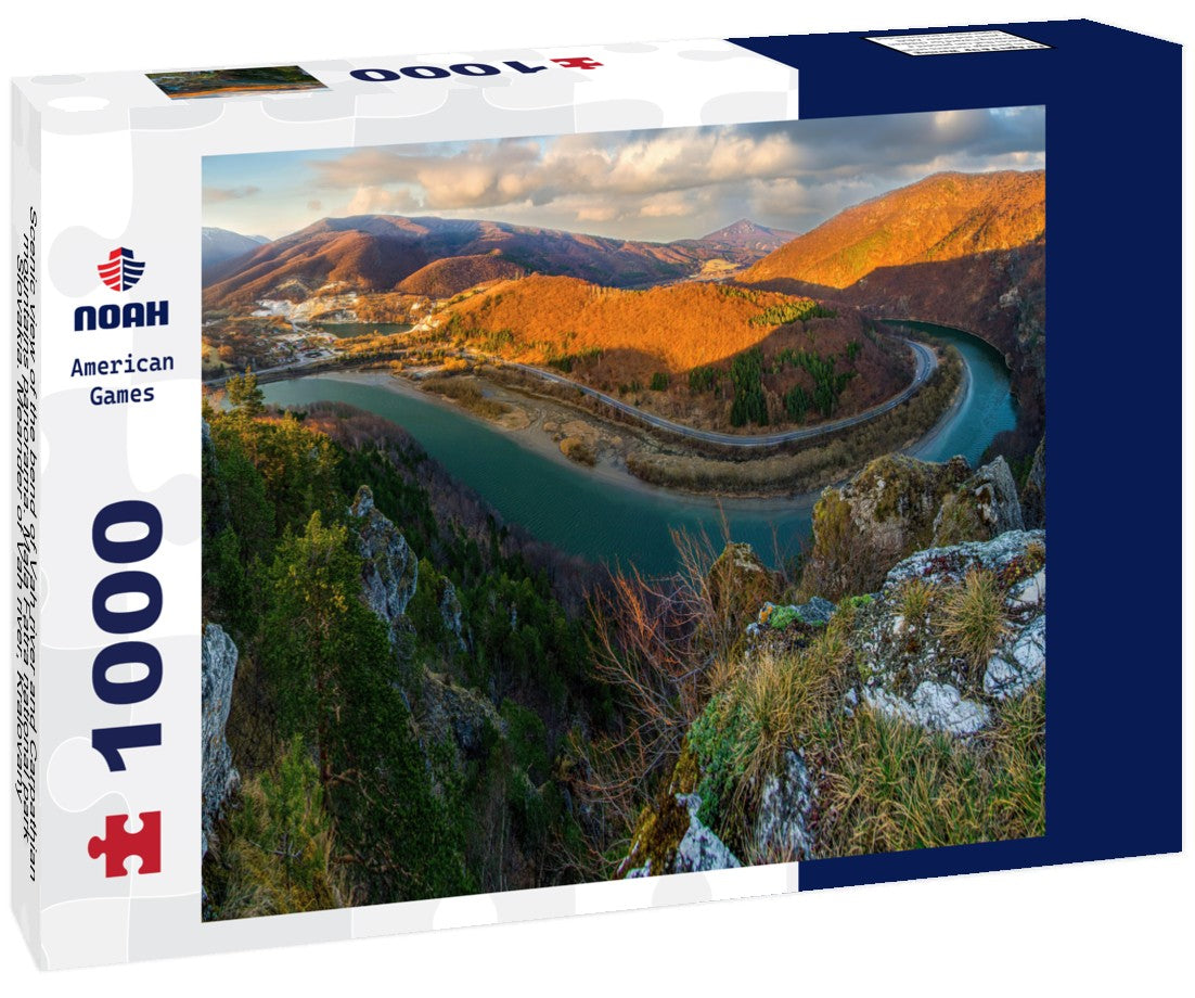 Scenic view of the bend of Vah river and Carpathian mountains. Mala Fatra national park, Slovakia. Meander of Vah river, Kralovany near Martin and Ruzomberok 1000pc Puzzle