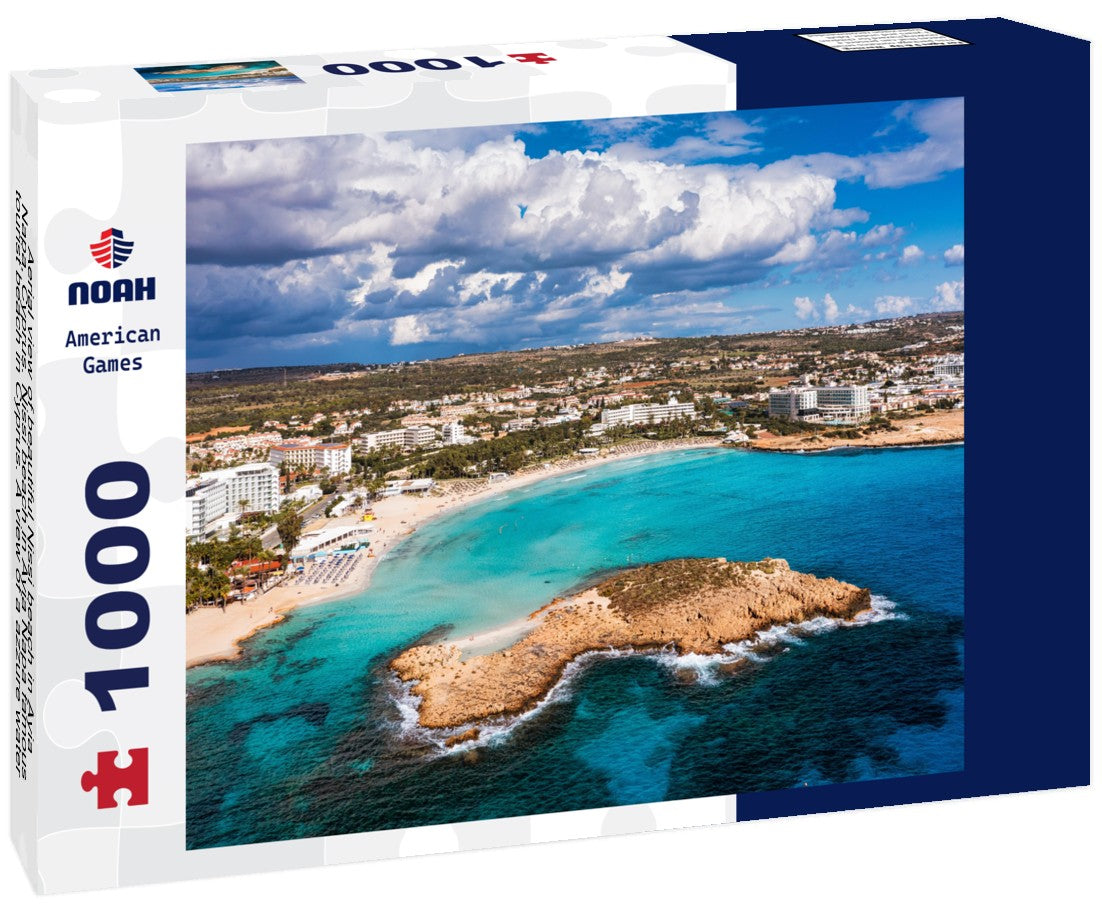 Noah Jigsaw Puzzle Aerial view of beautiful Nissi beach in Ayia Napa, Cyprus. Nissi beach in Ayia Napa famous tourist beach in Cyprus. A view of a azzure water and Nissi beach in Aiya Napa, Cyprus 1000 pieces