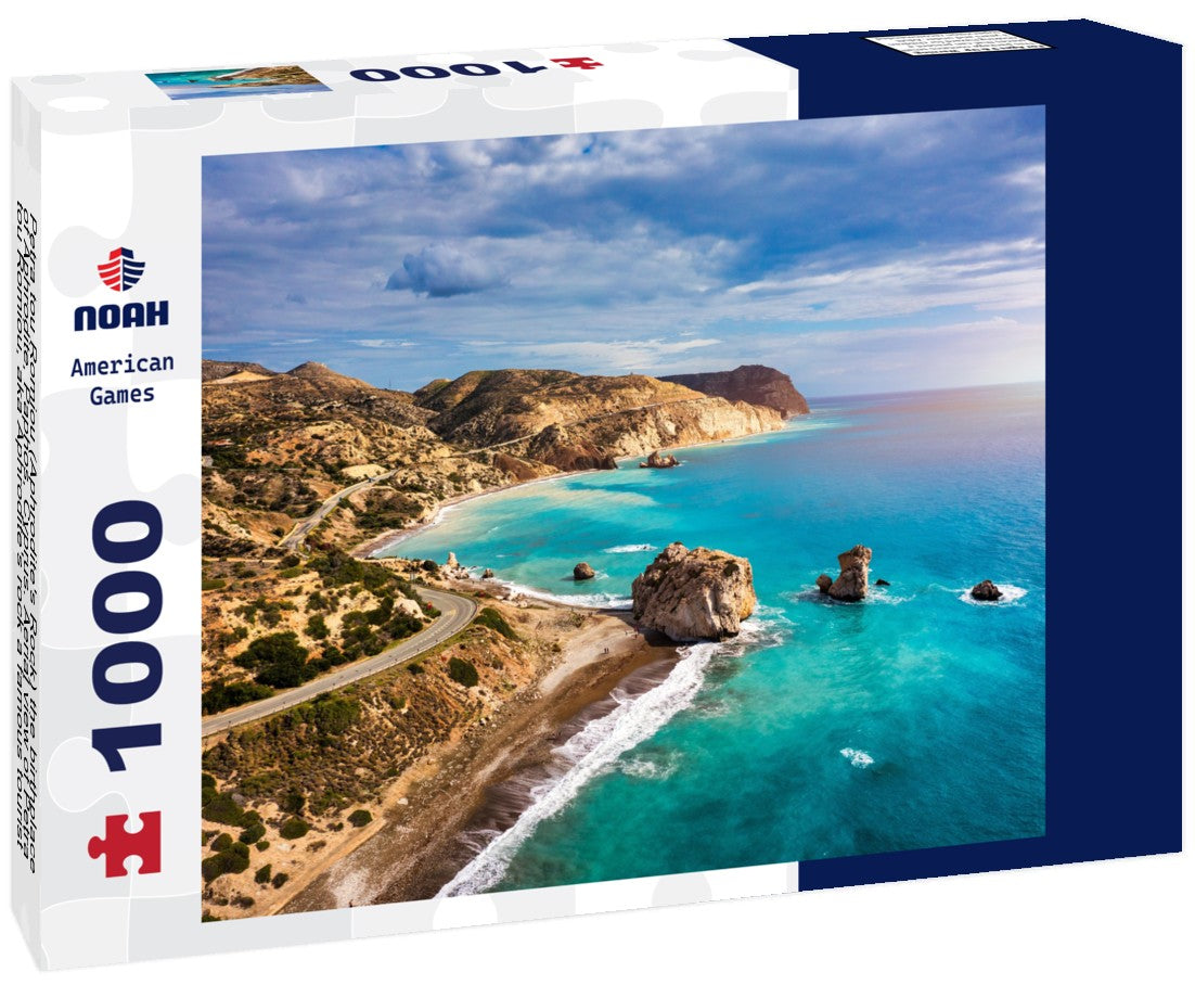 Petra tou Romiou (Aphrodite's Rock) the birthplace of Aphrodite, Paphos, Cyprus. Aerial view of Petra tou Romiou, aka Aphrodite's rock a famous tourist travel destination landmark in Paphos, Cyprus 1000pc Puzzle