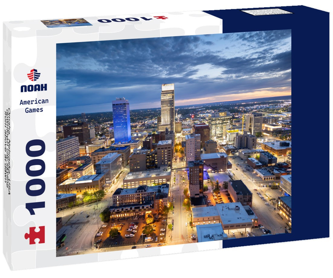 Noah Jigsaw Puzzle Omaha, Nebraska, USA downtown city skyline from above at dawn 1000 pieces
