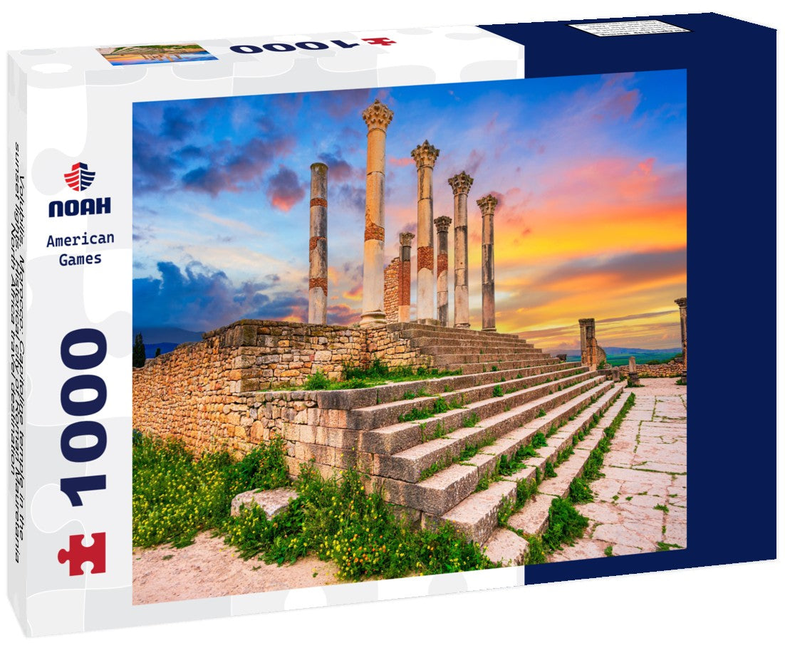 Volubilis, Morocco: Capitoline temple in the sunset lights. Historical city of Roman Mauretania, North Africa travel destination 1000pc Puzzle