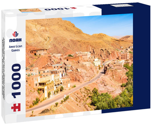 Noah Jigsaw Puzzle Village along road in desert mountain landscape near Telouet town in Atlas Mountains, Morocco, North Africa 1000 pieces