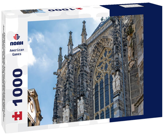 Noah Jigsaw Puzzle Detail of medieval Aachen Cathedral exterior in Aachen Germany featuring cathedral walls with Gothic windows, towers, sculptures and ornaments 1000 pieces