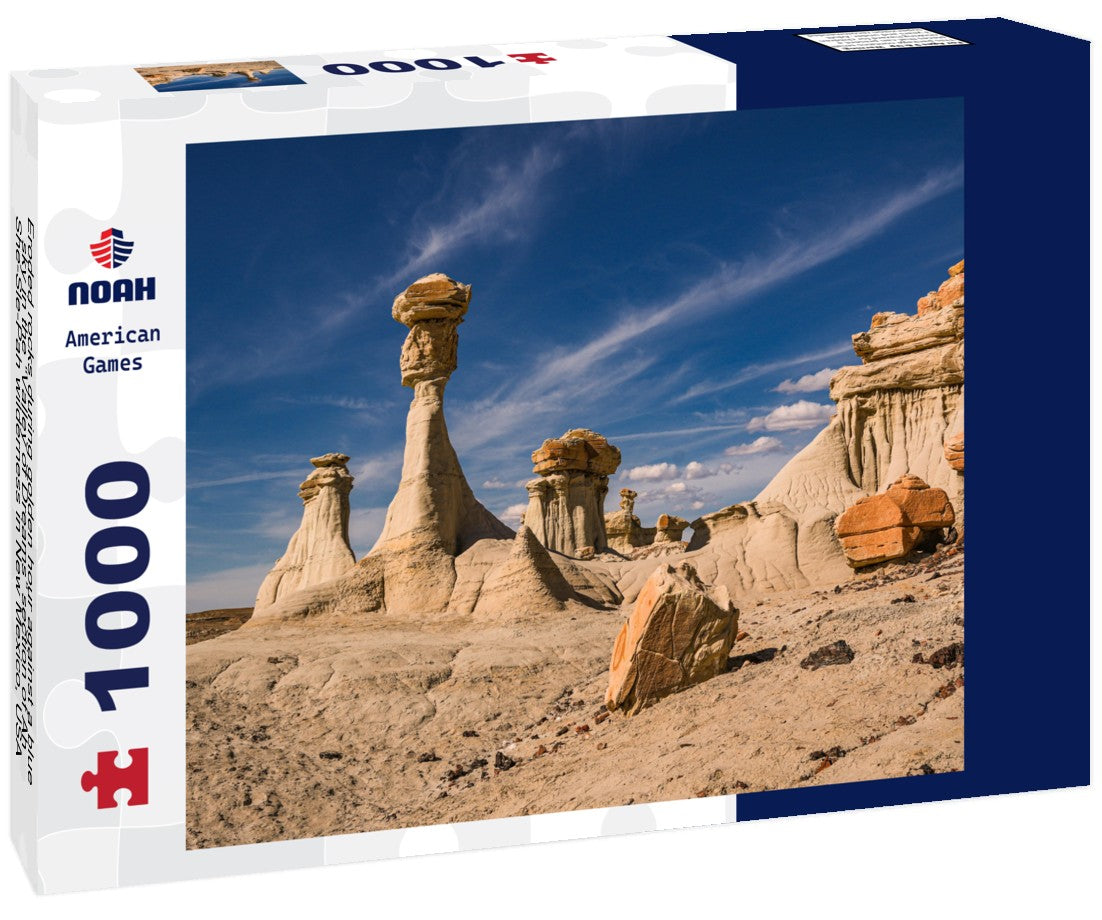 Noah Jigsaw Puzzle Eroded rocks during golden hour against a blue sky in the “Valley of Dreams” section of Ah-She-Sle-Pah wilderness in New Mexico, USA 1000 pieces