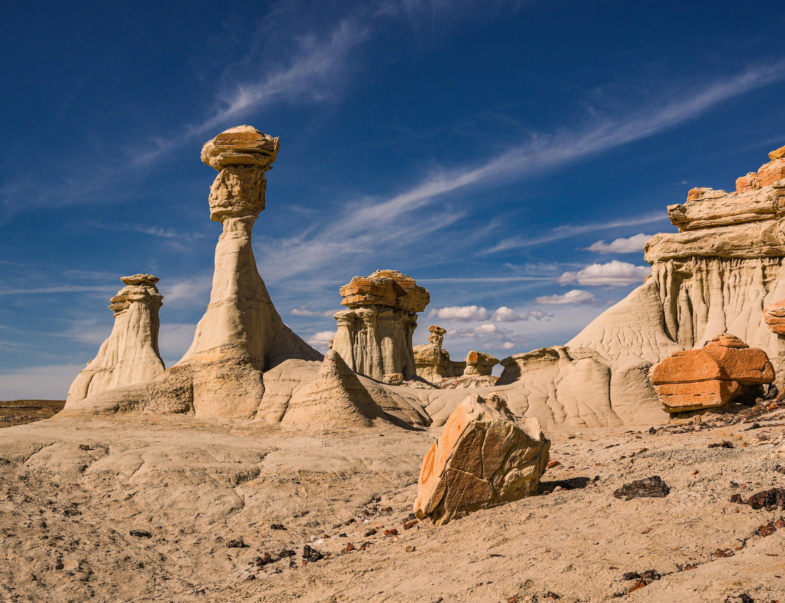 Noah Jigsaw Puzzle Eroded rocks during golden hour against a blue sky in the “Valley of Dreams” section of Ah-She-Sle-Pah wilderness in New Mexico, USA 1000 pieces