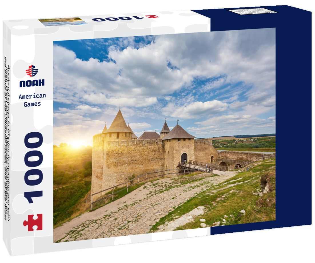 Noah Jigsaw Puzzle Ancient fortress in Khotyn in morning sun with mist, West Ukraine. Majestic fortification on the banks of the Dniester River, one of the most famous and largest castles in Ukraine 1000 pieces
