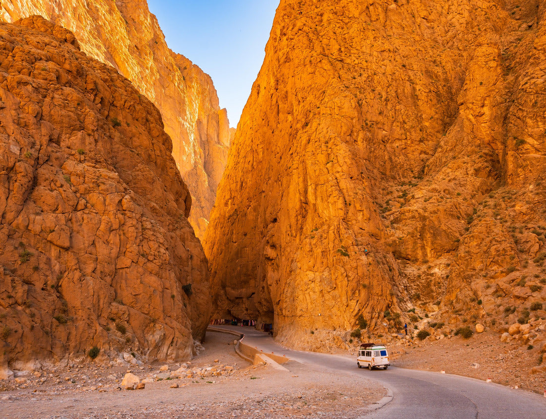 Noah Jigsaw Puzzle Car driving on narrow scenic road in Dades Gorge canyon with mountains in background, Morocco, North Africa 1000 pieces
