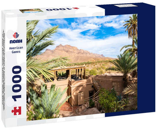 Noah Jigsaw Puzzle Restaurant building in luxury lodge hotel near Agdz town with view of Jebel Kissane mountain in Atlas Mountains, Morocco, North Africa 1000 pieces