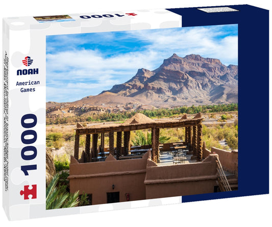 Noah Jigsaw Puzzle Restaurant building in luxury lodge hotel near Agdz town with view of Jebel Kissane mountain in Atlas Mountains, Morocco, North Africa 1000 pieces