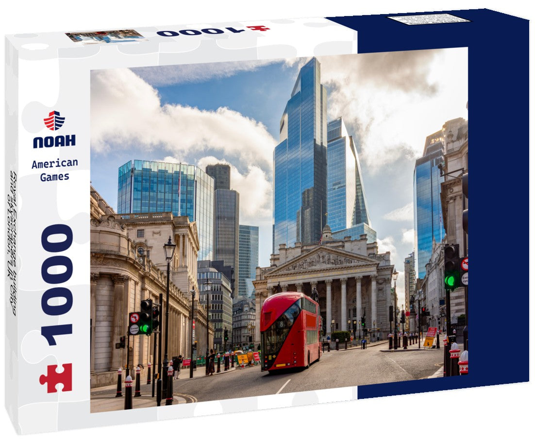 Royal Exchange building and skyscrapers in City of London, UK 1000pc Puzzle