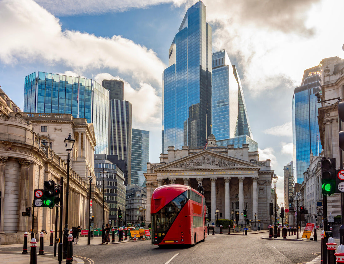 Royal Exchange building and skyscrapers in City of London, UK 1000pc Puzzle