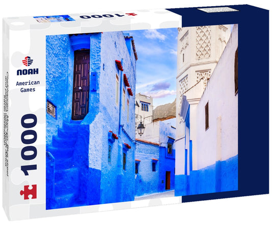Noah Jigsaw Puzzle Chefchaouen, Morocco. Blue street and painted walls, North Africa travel destination 1000 pieces