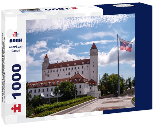 Noah Jigsaw Puzzle Bratislava, Slovakia. Bratislava Castle is built on a hill above the old town. Popular tourist destination. The flag of the Slovak Republic flies in front of the castle 1000 pieces