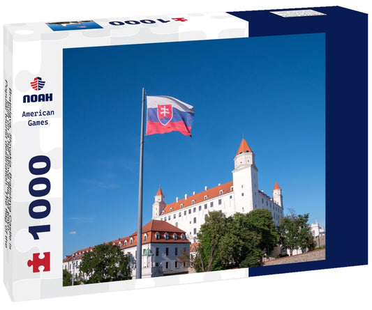 Noah Jigsaw Puzzle Bratislava, Slovakia. Bratislava Castle is built on a hill above the old town. Popular tourist destination. The flag of the Slovak Republic flies in front of the castle 1000 pieces