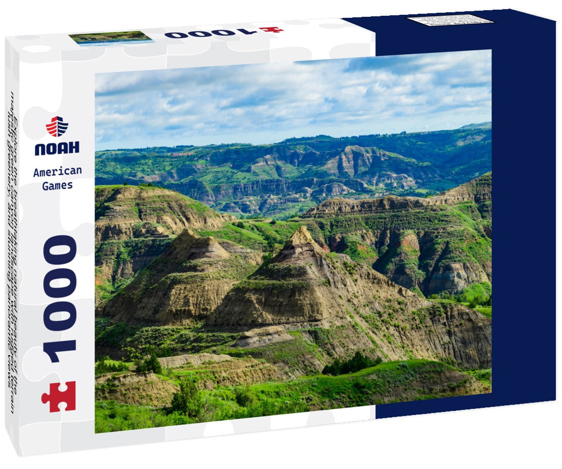 Noah Jigsaw Puzzle Explore the breathtaking natural beauty of the majestic green canyon landscape with rugged terrain, lush greenery, and stunning panoramic views, Little Missouri State Park, North Dakota 1000 pieces