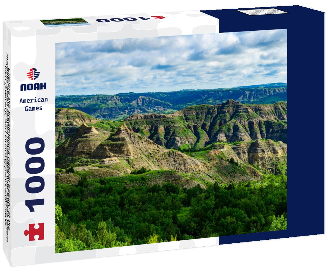 Noah Jigsaw Puzzle Explore the breathtaking natural beauty of the majestic green canyon landscape with rugged terrain, lush greenery, and stunning panoramic views, Little Missouri State Park, North Dakota 1000 pieces