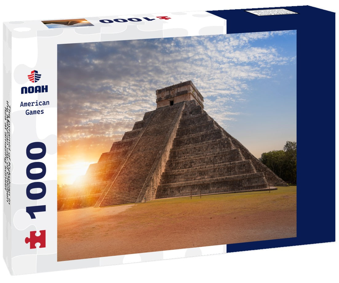 The pyramid of Kukulcan in the Mexican city of Chichen Itza at amazing sunset - Yucatan, Mexico 1000pc Puzzle