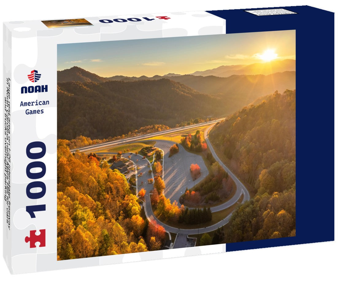Noah Jigsaw Puzzle Large rest area on I-26 interstate freeway in North Carolina near Mars Hill for cars and trucks overnight parking 1000 pieces