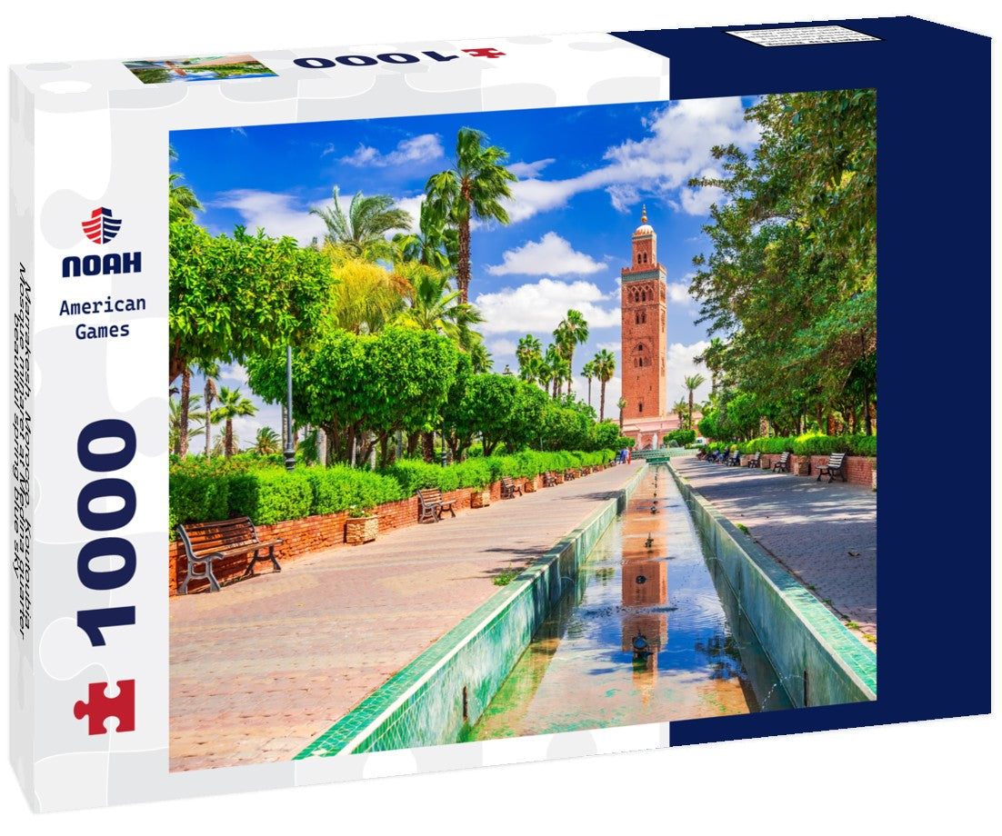 Noah Jigsaw Puzzle Marrakesh, Morocco. Koutoubia Mosque minaret at Medina quarter, beautiful spring blue sky 1000 pieces