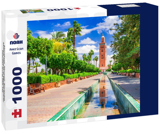 Noah Jigsaw Puzzle Marrakesh, Morocco. Koutoubia Mosque minaret at Medina quarter, beautiful spring blue sky 1000 pieces