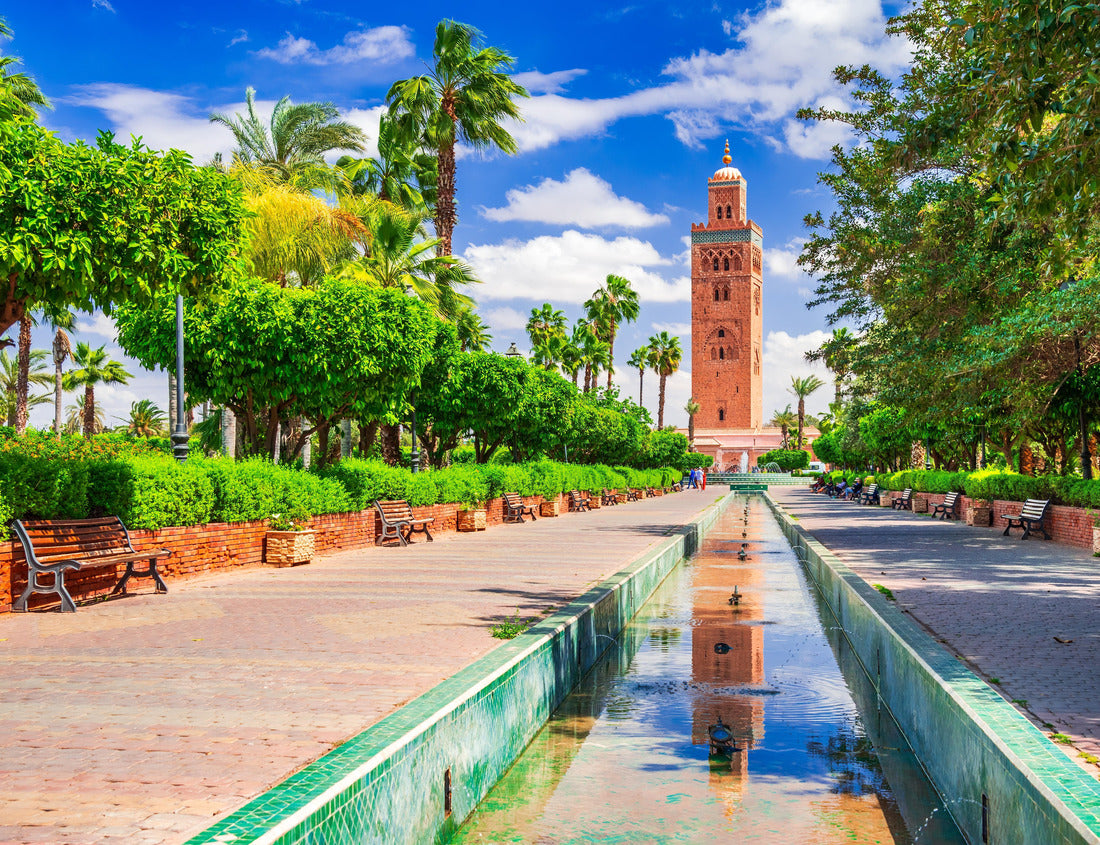 Noah Jigsaw Puzzle Marrakesh, Morocco. Koutoubia Mosque minaret at Medina quarter, beautiful spring blue sky 1000 pieces