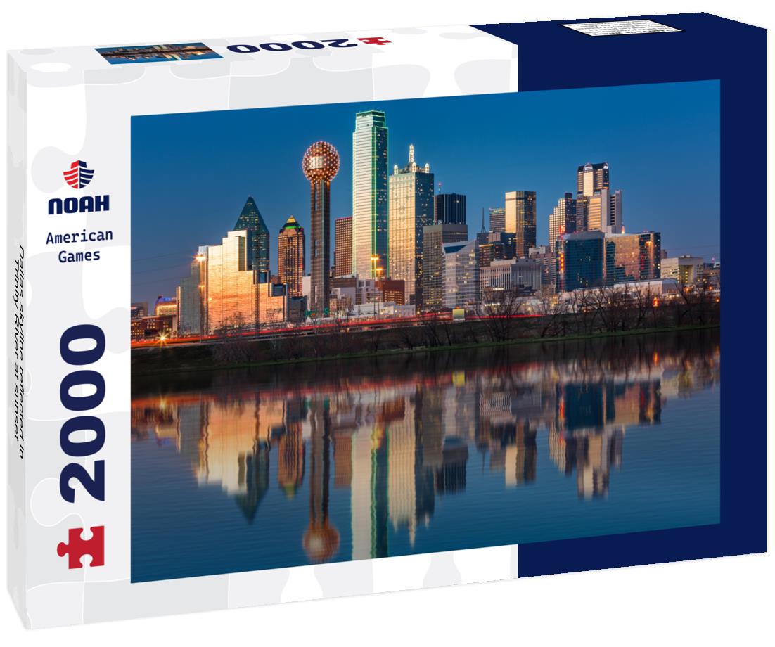 Noah Jigsaw Puzzle Dallas skyline reflected in Trinity River at sunset 2000 pieces