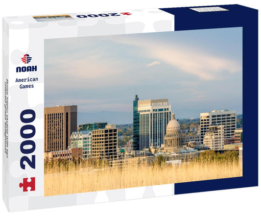 Noah Jigsaw Puzzle Boise Idaho skyline with tan colored grass foreground 2000 pieces