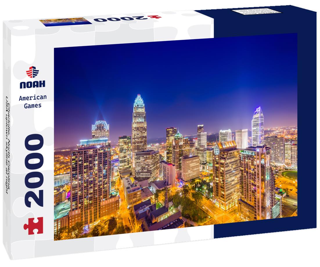 Noah Jigsaw Puzzle Charlotte, North Carolina, USA uptown skyline at night 2000 pieces